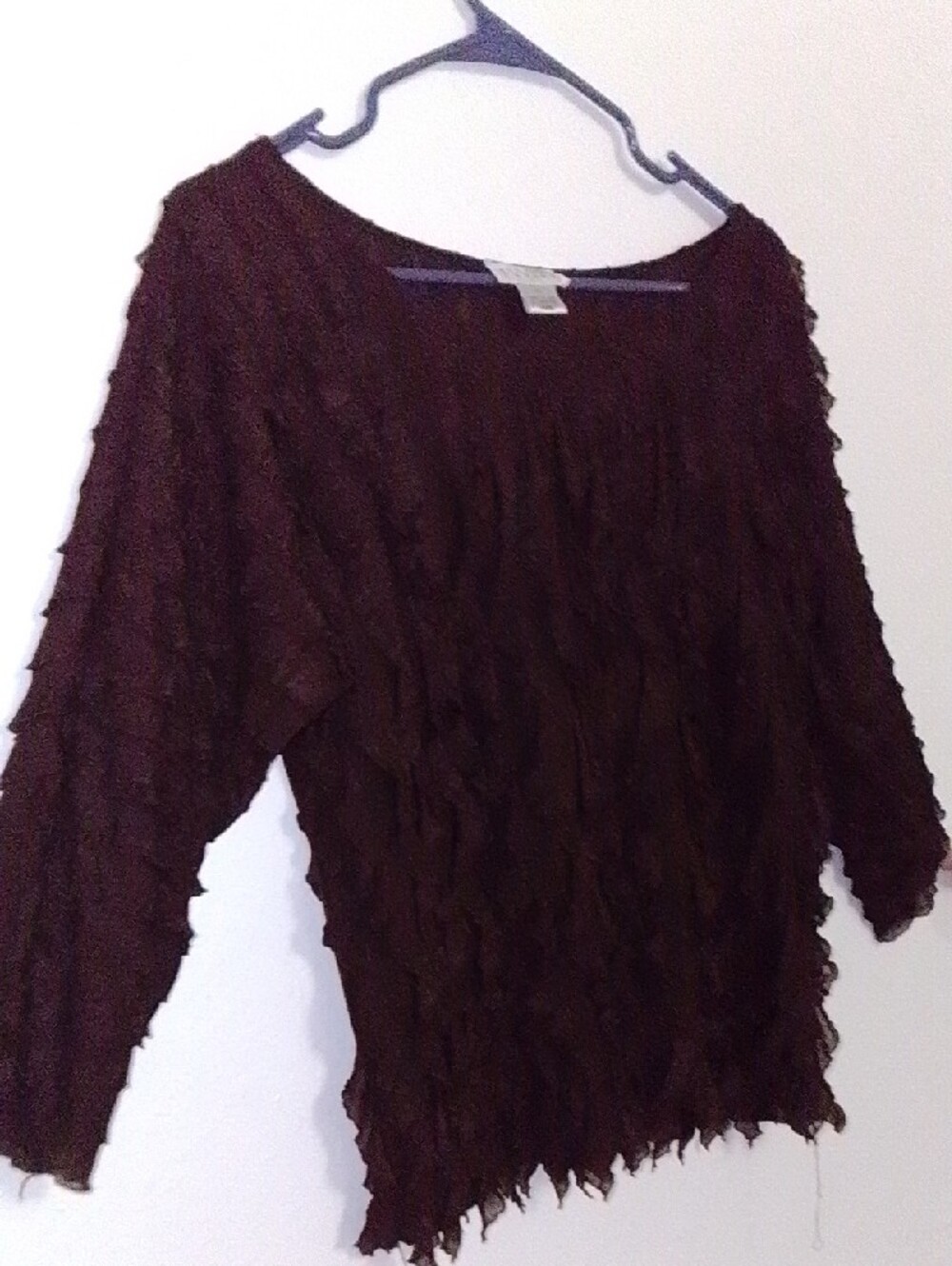 Allison Taylor Brown Crinkled Off-Shoulder Blouse - Picture 3 of 5